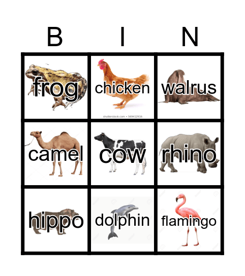 Animal Bingo Card