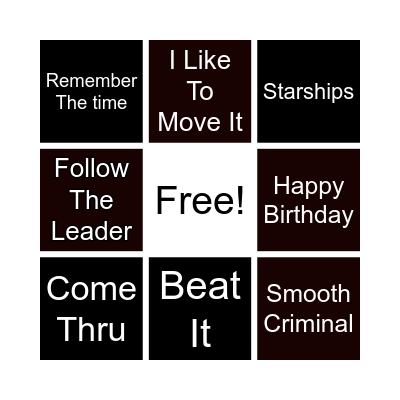 Name That Tune (DJ MYLES) Bingo Card