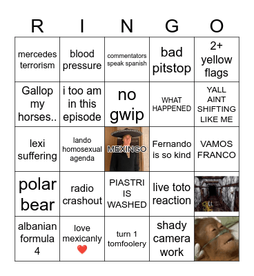 Mexico ringo Bingo Card