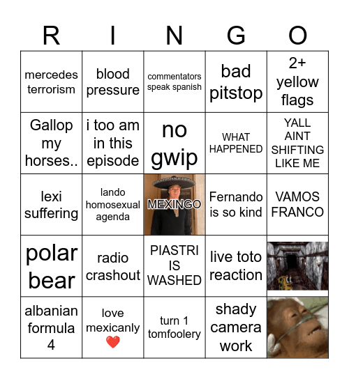 Mexico ringo Bingo Card