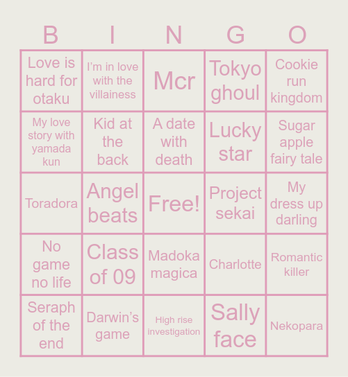 My Bingo! Bingo Card