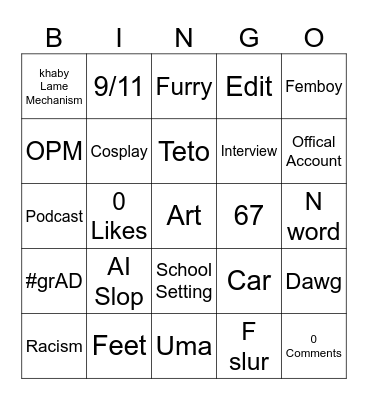 IG Bingo Card