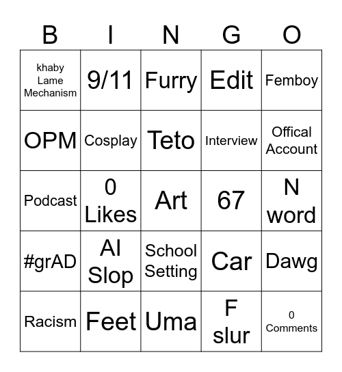 IG Bingo Card