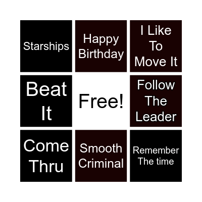 Name That Tune (DJ MYLES) Bingo Card