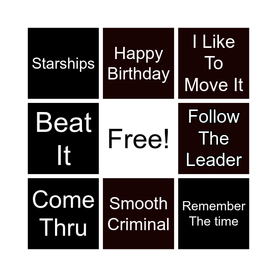 Name That Tune (DJ MYLES) Bingo Card