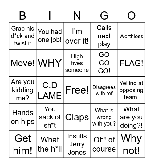Bartender Bingo Card