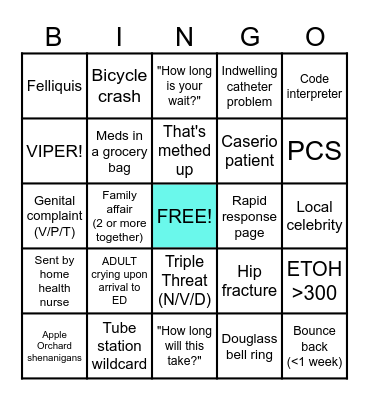 Sunday Funday ED Bingo Card