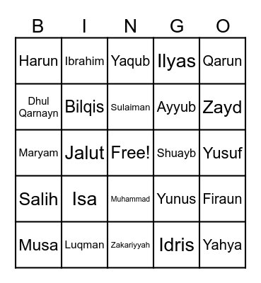 People in the Qur’an Bingo Card