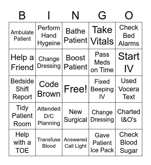 Ortho Week BINGO Card