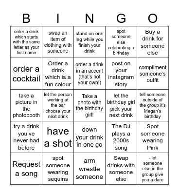 megan’s birthday (Card One) Bingo Card