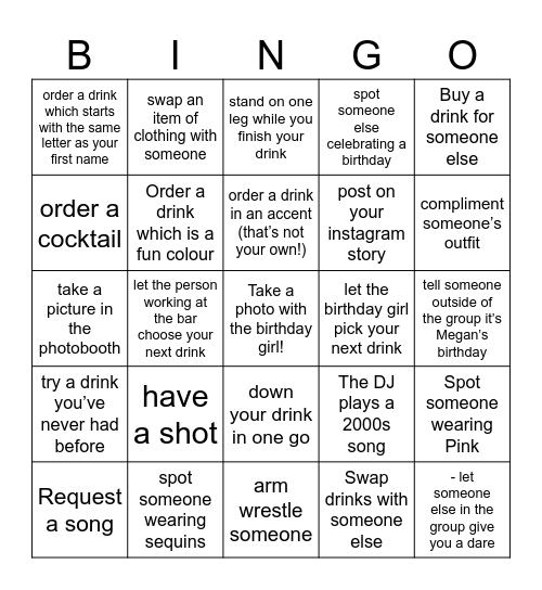 megan’s birthday (Card One) Bingo Card
