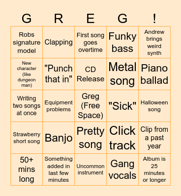 FOO 2025 Bingo Card