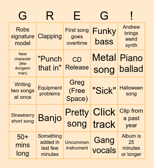 FOO 2025 Bingo Card