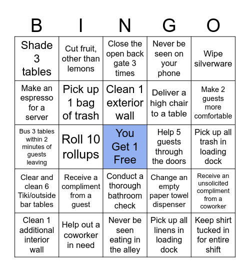 Support Staff Fun Bingo Card