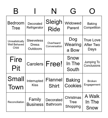 Hallmark Movies Bingo Card