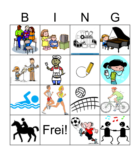 Was machst du in deiner Freizeit? Bingo Card