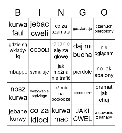 El Clasico Bingo Card