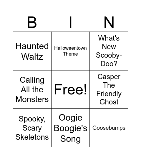 Halloween Bingo Card