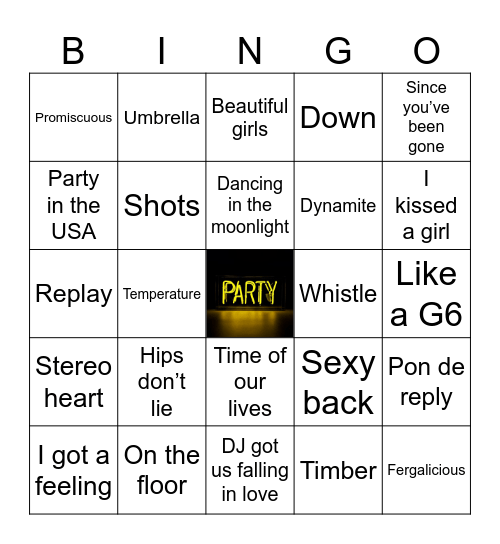 Party Hard Bingo Card