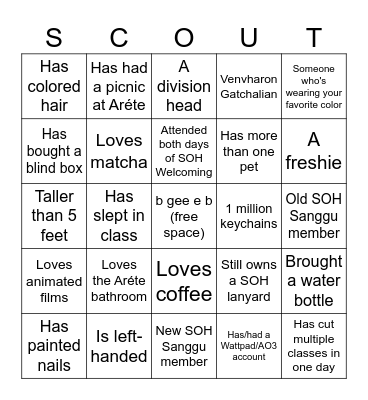 SOH Sanggu Bingo!! Bingo Card
