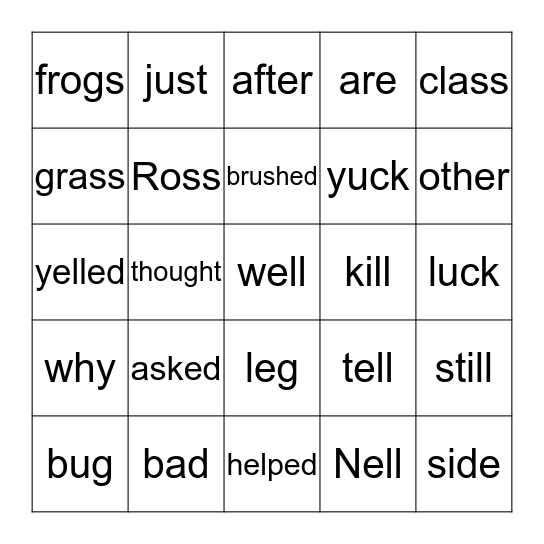 The Other Side of BUGS Bingo Card