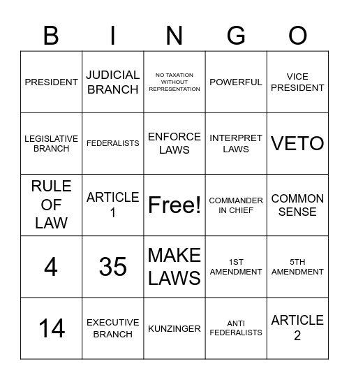CIVICS SO FAR Bingo Card