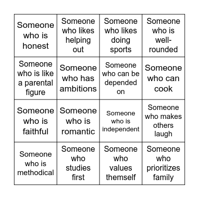 I am... Bingo Card