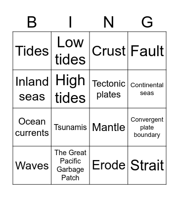 Oceans and Seas Bingo Card