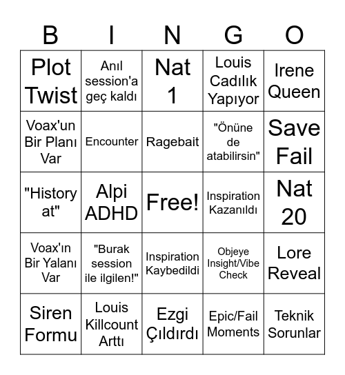 Campaign 2 ACT 5 Bingo Card