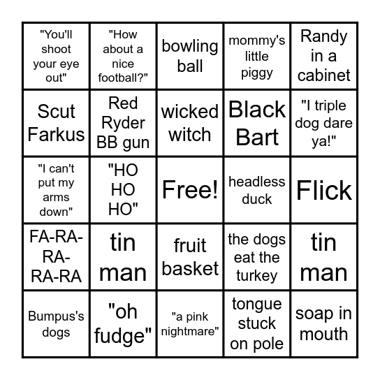 Christmas Story BINGO Card
