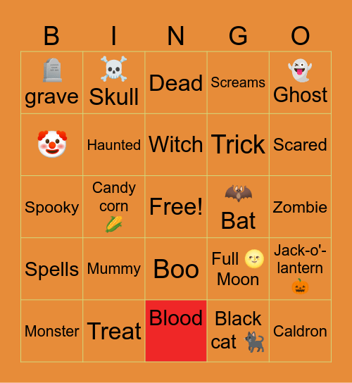 Halloween Bingo Card