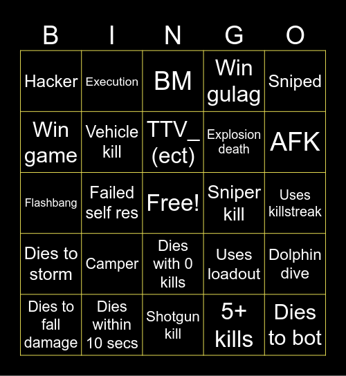 Wz bingo Card