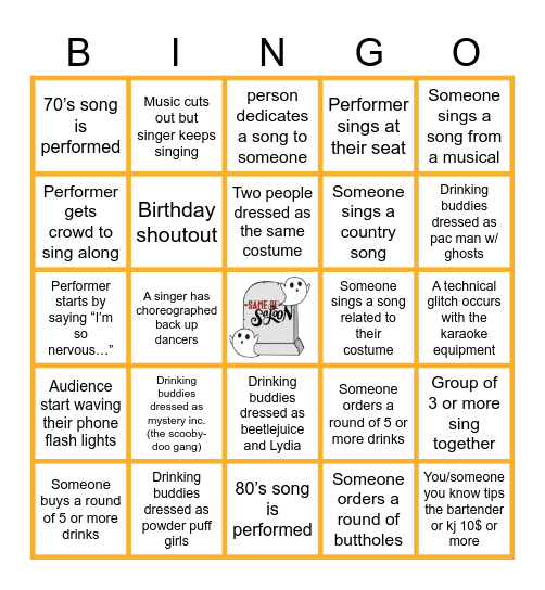BOOZE, BOOS & BINGO Card