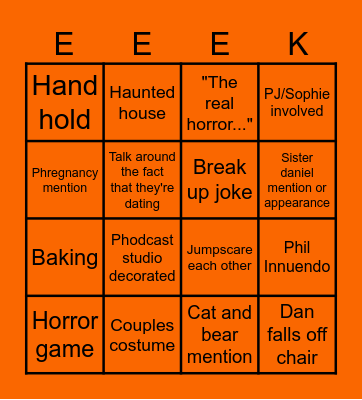 Spooky week 2025 Bingo Card