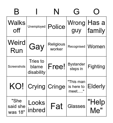 pedo bingo 445 Bingo Card
