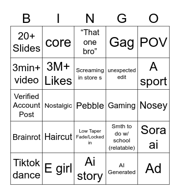 TikTok Bingo 2025 Edition Bingo Card
