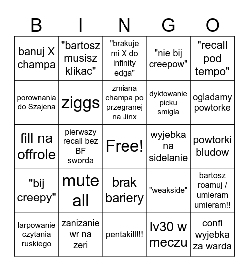 schizo soloq bingo Card