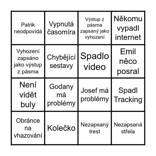 Tracking Bingo Card