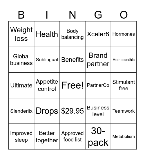 Team Synergy Bingo Card
