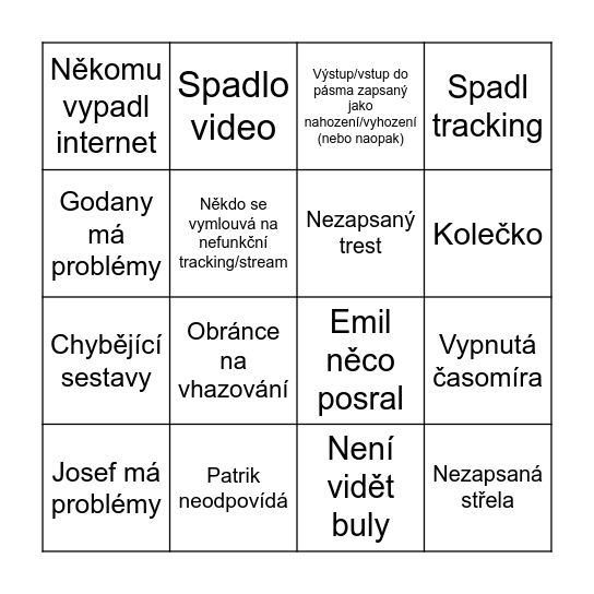 Tracking Bingo Card