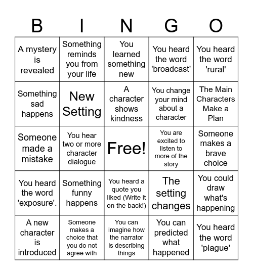 Audiobook Bingo: The Run 1-3 Bingo Card