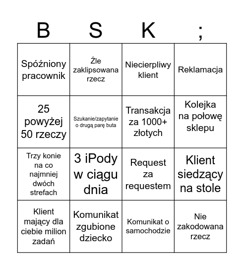 BERSHKA Bingo Card