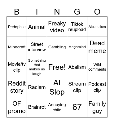 Instagram Reals Bingo Card