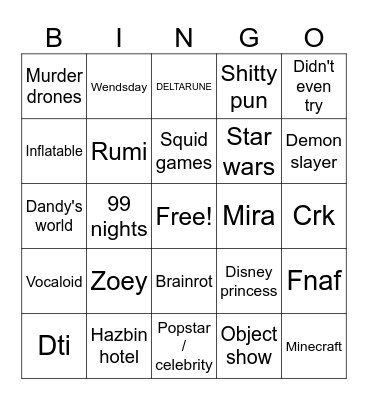 Costumes Bingo Card