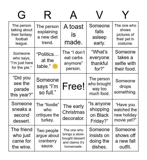 FRIENDSGIVING BINGO Card