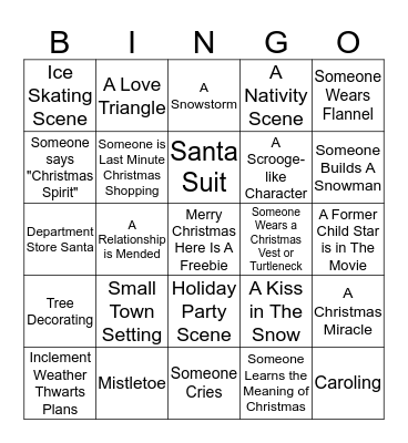 Christmas Movie Bingo Card