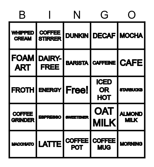 CAPPUCINO DAY Bingo Card