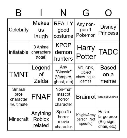 Better Halloween Bingo Card
