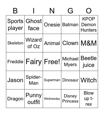 Halloween Bingo Card