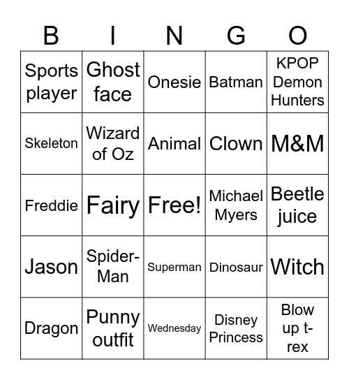 Halloween Bingo Card
